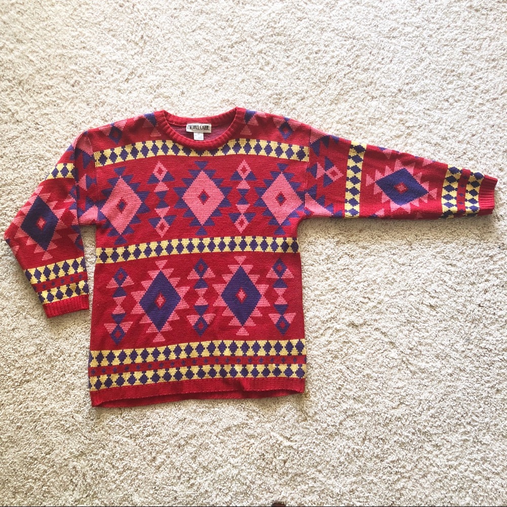 80s/ 90s Vintage Geometric Unisex Dad Sweater
